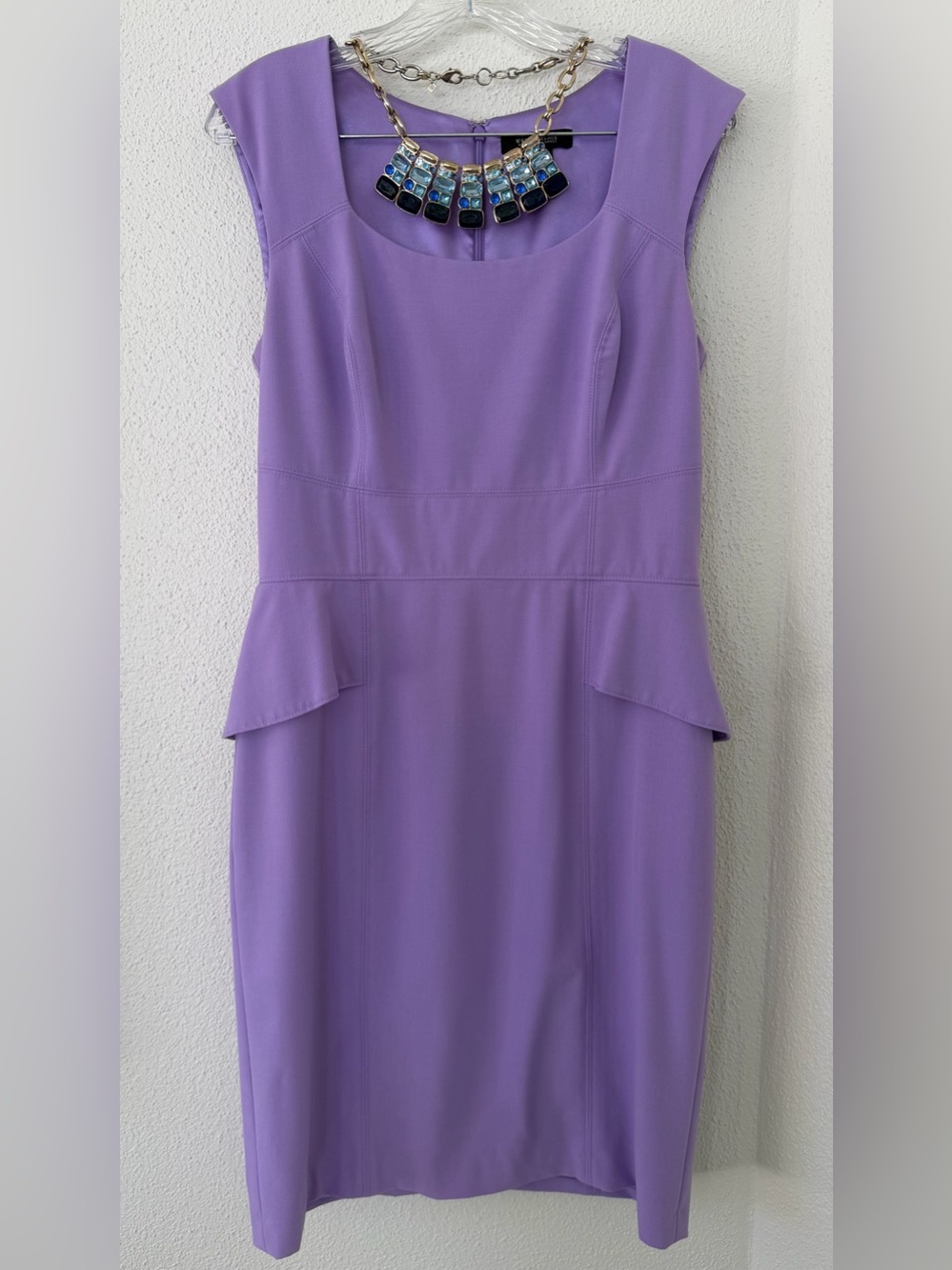 White House Black Market Size 10 Lavender Peplum Dress Perfect Used Condition
